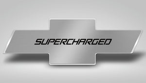 2010-2015 CAMARO - HOOD BADGE SUPERCHARGED STYLE FOR FACTORY PAD | STAINLESS STEEL, CHOOSE COLOR