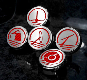 2010-2022 CAMARO V6 - ENGINE FLUID CAP COVERS W/ENGINE FLUID ICONS 5PC | CHOOSE INLAY COLOR