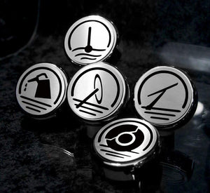 2010-2022 CAMARO V6 - ENGINE FLUID CAP COVERS W/ENGINE FLUID ICONS 5PC | CHOOSE INLAY COLOR