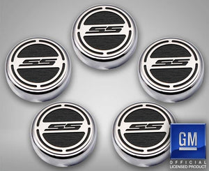 2010-2022 CAMARO SS - ENGINE FLUID CAP COVERS SS STYLE AUTOMATIC 5PC | CHOOSE INLAY COLOR