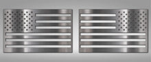 Load image into Gallery viewer, AMERICAN FLAG EMBLEM 1 OR 2 PIECE SET | STAINLESS STEEL, CHOOSE COLOR &amp; FINISH | POLISHED NO COLOR 1PC
