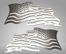 Load image into Gallery viewer, FLOWING AMERICAN FLAG EMBLEM 1PC | STAINLESS STEEL, CHOOSE FINISH/COLOR LINE STYLE | 1PC. NO COLOR POLISHED
