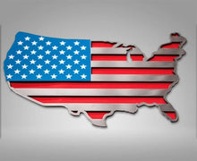 Load image into Gallery viewer, USA MAP FLAG EMBLEM 1PC | STAINLESS STEEL, CHOOSE FINISH/COLOR STYLE | POLISHED NO COLOR 1PC
