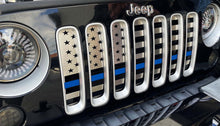 Load image into Gallery viewer, 2007-2018 JEEP WRANGLER JK - FRONT AMERICAN FLAG GRILLE| BRUSHED STAINLESS STEEL FINISH, CHOOSE LINE COLOR
