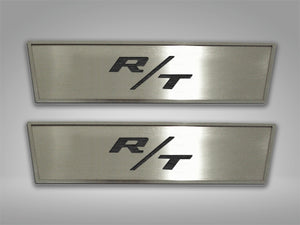 2008-2014 CHALLENGER - DOOR BADGE PLATE WITH RT INLAY 2PC  STAINLESS STEEL, CHOOSE INLAY COLOR