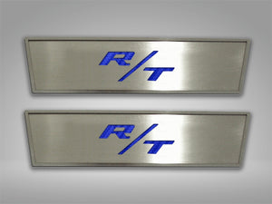 2008-2014 CHALLENGER - DOOR BADGE PLATE WITH RT INLAY 2PC  STAINLESS STEEL, CHOOSE INLAY COLOR