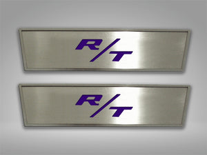 2008-2014 CHALLENGER - DOOR BADGE PLATE WITH RT INLAY 2PC  STAINLESS STEEL, CHOOSE INLAY COLOR