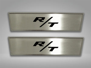 2008-2014 CHALLENGER - DOOR BADGE PLATE WITH RT INLAY 2PC  STAINLESS STEEL, CHOOSE INLAY COLOR