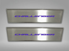 Load image into Gallery viewer, 2008-2014 CHALLENGER - DOOR BADGE PLATE WCHALLENGER INLAY 2PC  BRUSHED STAINLESS, CHOOSE INLAY COLOR
