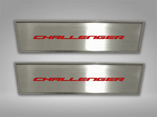 Load image into Gallery viewer, 2008-2014 CHALLENGER - DOOR BADGE PLATE WCHALLENGER INLAY 2PC  BRUSHED STAINLESS, CHOOSE INLAY COLOR
