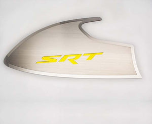 2015-2023 CHALLENGER - DOOR BADGES WITH SRT INLAY | BRUSHED STAINLESS STEEL, CHOOSE INLAY COLOR