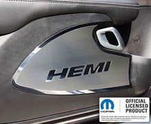 Load image into Gallery viewer, 2015-2023 CHALLENGER - DOOR BADGES WITH HEMI INLAY  BRUSHED STAINLESS STEEL, CHOOSE INLAY COLOR
