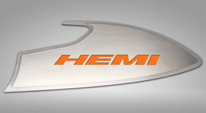 2015-2023 CHALLENGER - DOOR BADGES WITH HEMI INLAY  BRUSHED STAINLESS STEEL, CHOOSE INLAY COLOR