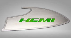 2015-2023 CHALLENGER - DOOR BADGES WITH HEMI INLAY  BRUSHED STAINLESS STEEL, CHOOSE INLAY COLOR