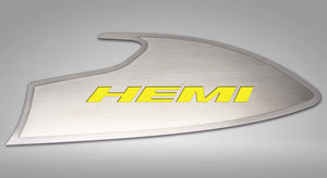 2015-2023 CHALLENGER - DOOR BADGES WITH HEMI INLAY  BRUSHED STAINLESS STEEL, CHOOSE INLAY COLOR