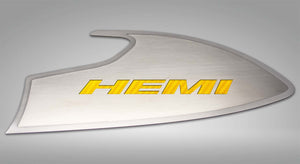 2015-2023 CHALLENGER - DOOR BADGES WITH HEMI INLAY  BRUSHED STAINLESS STEEL, CHOOSE INLAY COLOR