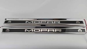 2015-2024 DODGE CHALLENGER  CARBON FIBER DOOR SILLS WITH "MOPAR" POLISHED LETTERING W/ BLUE LED ILLUMINATION 2PC