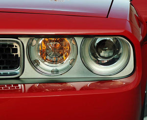 2008-2014 CHALLENGER 5.7L/SRT8 - HEADLIGHT SURROUNDS | BRUSHED STAINLESS STEEL