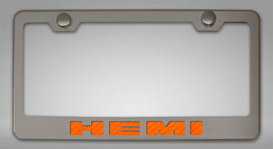 CUSTOM HEMI LICENSE PLATE FRAME | STAINLESS STEEL, CHOOSE VINYL OR LED COLOR