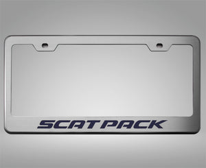 CUSTOM LICENSE PLATE FRAME WITH "SCAT PACK" LETTERING | CHOOSE VINYL OR LED COLOR