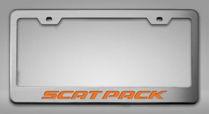 CUSTOM LICENSE PLATE FRAME WITH "SCAT PACK" LETTERING | CHOOSE VINYL OR LED COLOR