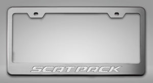 CUSTOM LICENSE PLATE FRAME WITH "SCAT PACK" LETTERING | CHOOSE VINYL OR LED COLOR