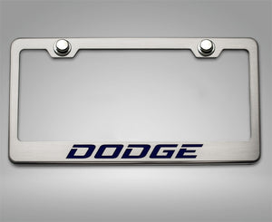 CUSTOM DODGE LICENSE PLATE FRAME | STAINLESS STEEL, CHOOSE VINYL/LED COLOR