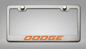 CUSTOM DODGE LICENSE PLATE FRAME | STAINLESS STEEL, CHOOSE VINYL/LED COLOR