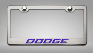 CUSTOM DODGE LICENSE PLATE FRAME | STAINLESS STEEL, CHOOSE VINYL/LED COLOR