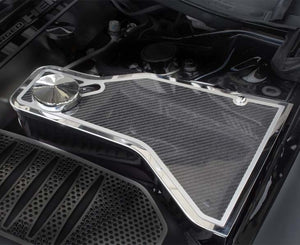 2011-2023 CHALLENGER - WATER TANK COVER W/CAP | POLISHED STAINLESS STEEL, WITH CARBON FIBER TOP PLATE