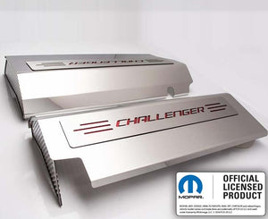 2008-2011 CHALLENGER SRT8 6.1L - FUEL RAIL COVERS WCHALLENGER LETTERING  STAINLESS STEEL, CHOOSE COLOR