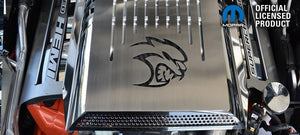 2015-2023 DODGE HELLCAT - HELLCAT LOGO PLENUMSUPERCHARGER ENGINE COVER  STAINLESS STEEL, CHOOSE COLOR