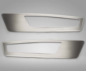 2010-2014 MUSTANG V6/GT - DOOR GUARDS BRUSHED W/POLISHED TRIM 2PC | SELECT STYLE | POLISHED '5.0' LETTERING