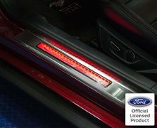 Load image into Gallery viewer, 2015-2020 MUSTANG - ILLUMINATED DOOR SILLS W/PONY EMBLEM &amp; MUSTANG LETTERING 2PC | STAINLESS STEEL, CHOOSE LED COLOR
