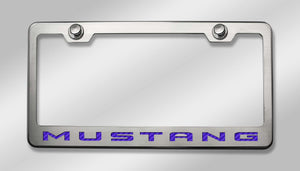 2010-2013 MUSTANG - LICENSE PLATE FRAME WITH "MUSTANG" LETTERING | STAINLESS STEEL, CHOOSE INLAY COLOR