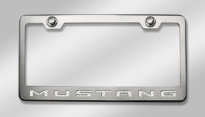 2010-2013 MUSTANG - LICENSE PLATE FRAME WITH "MUSTANG" LETTERING | STAINLESS STEEL, CHOOSE INLAY COLOR