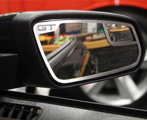 2011-2012 MUSTANG - SIDE VIEW MIRROR TRIM GT STYLE 2PC | BRUSHED STAINLESS STEEL