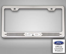 Load image into Gallery viewer, MUSTANG GT - CUSTOM FORD LICENSE PLATE FRAME WITH &quot;5.0&quot; | STAINLESS STEEL, CHOOSE VINYL OR LED COLOR
