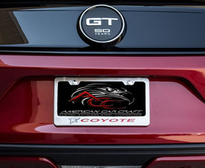 MUSTANG GT - CUSTOM COYOTE LICENSE PLATE FRAME | STAINLESS STEEL, CHOOSE INLAY COLOR