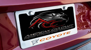 MUSTANG GT - CUSTOM COYOTE LICENSE PLATE FRAME | STAINLESS STEEL, CHOOSE INLAY COLOR