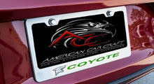 Load image into Gallery viewer, MUSTANG GT - CUSTOM COYOTE LICENSE PLATE FRAME | STAINLESS STEEL, CHOOSE INLAY COLOR
