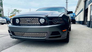 2010-2014 MUSTANG HONEYCOMB UPPER FRONT GRILLE OVERLAY | POLISHED STAINLESS STEEL