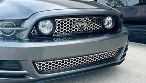 2010-2014 MUSTANG HONEYCOMB UPPER FRONT GRILLE OVERLAY | POLISHED STAINLESS STEEL