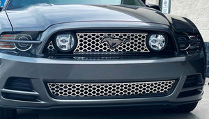 2010-2014 MUSTANG HONEYCOMB LOWER FRONT GRILLE OVERLAY | POLISHED STAINLESS STEEL