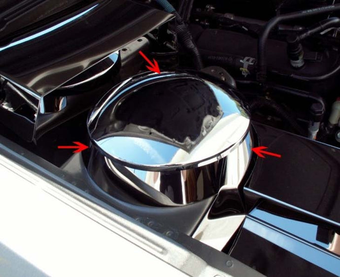 2005-2009 MUSTANG V6/GT - SHOCK TOWER COVERS STAND ALONE 4PC | POLISHED STAINLESS STEEL