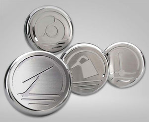 2010-2014 MUSTANG - FLUID CAP COVER KIT 4PC | TRIPLE PLATED CHROME & BRUSHED STAINLESS