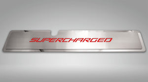 2015-2017 MUSTANG GT - RADIATOR COVER VANITY PLATE 'SUPERCHARGED' | STAINLESS STEEL, CHOOSE COLOR