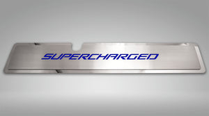 2015-2017 MUSTANG GT - RADIATOR COVER VANITY PLATE 'SUPERCHARGED' | STAINLESS STEEL, CHOOSE COLOR