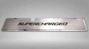 2015-2017 MUSTANG GT - RADIATOR COVER VANITY PLATE 'SUPERCHARGED' | STAINLESS STEEL, CHOOSE COLOR