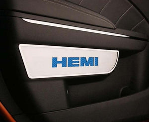 2011-2013 CHARGER/CHRYSLER 300 - FRONT DOOR BADGES W/HEMI INLAY 2PC | BRUSHED STAINLESS, CHOOSE INLAY COLOR